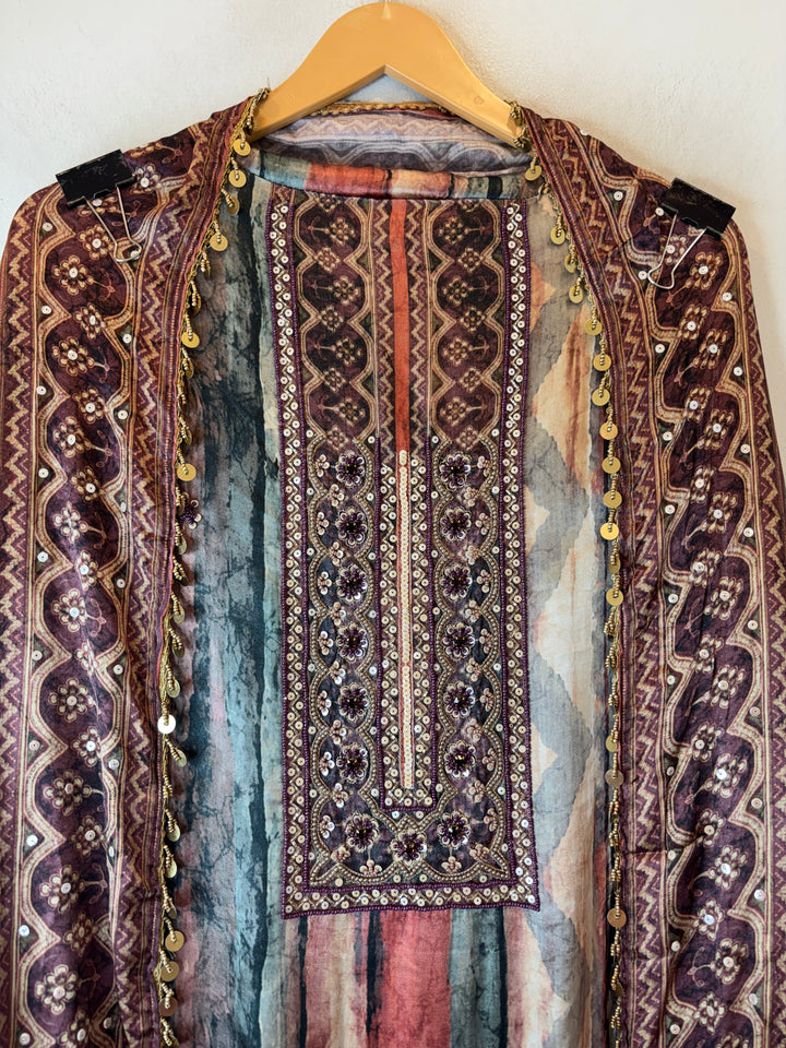 Zivah – Gaji Silk Printed Cutdana &amp; Sequin Ensemble
