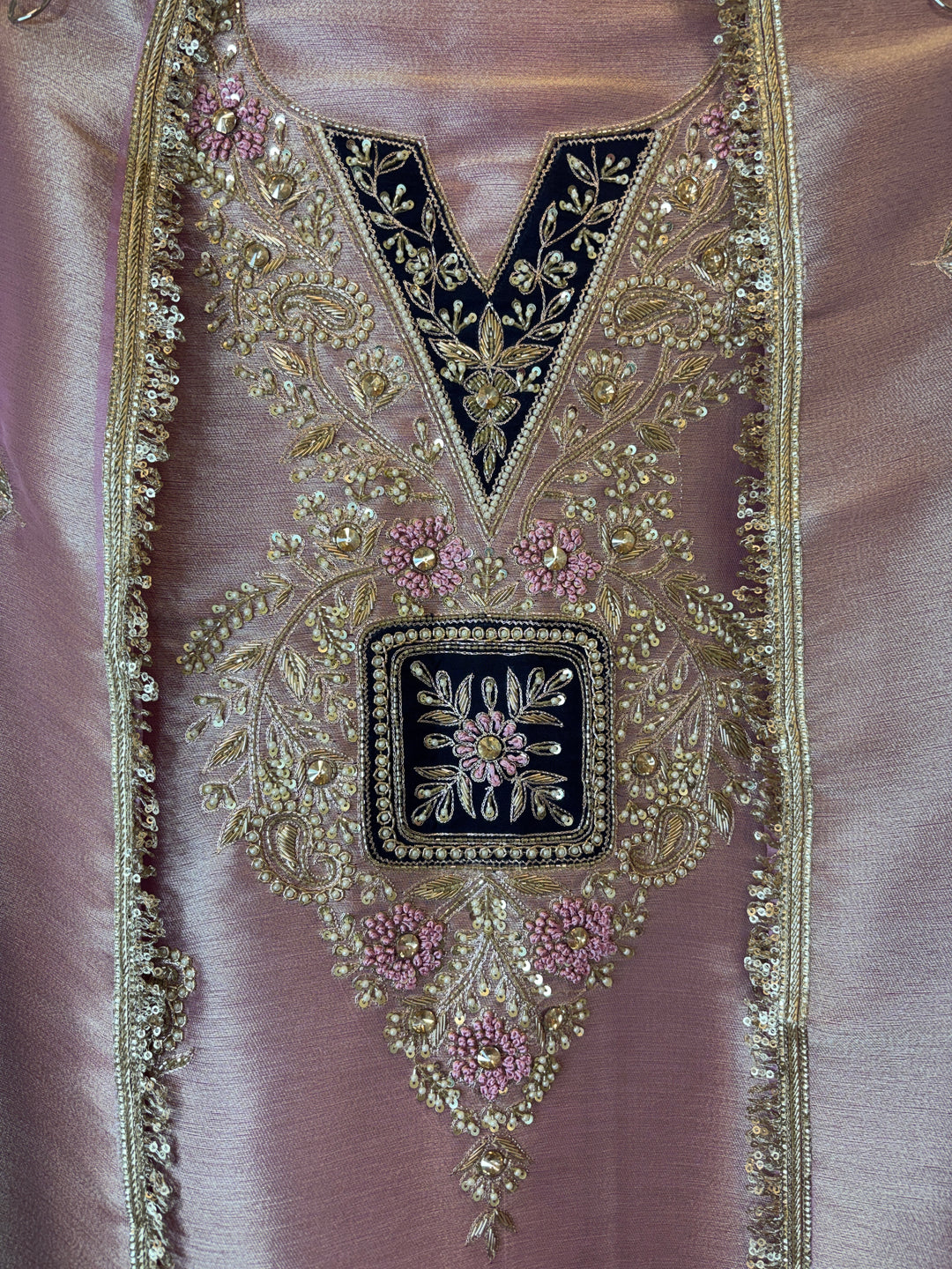Zarmina – Giraffe Tissue Pearl &amp; Dabka Embellished Ensemble DBPHG13