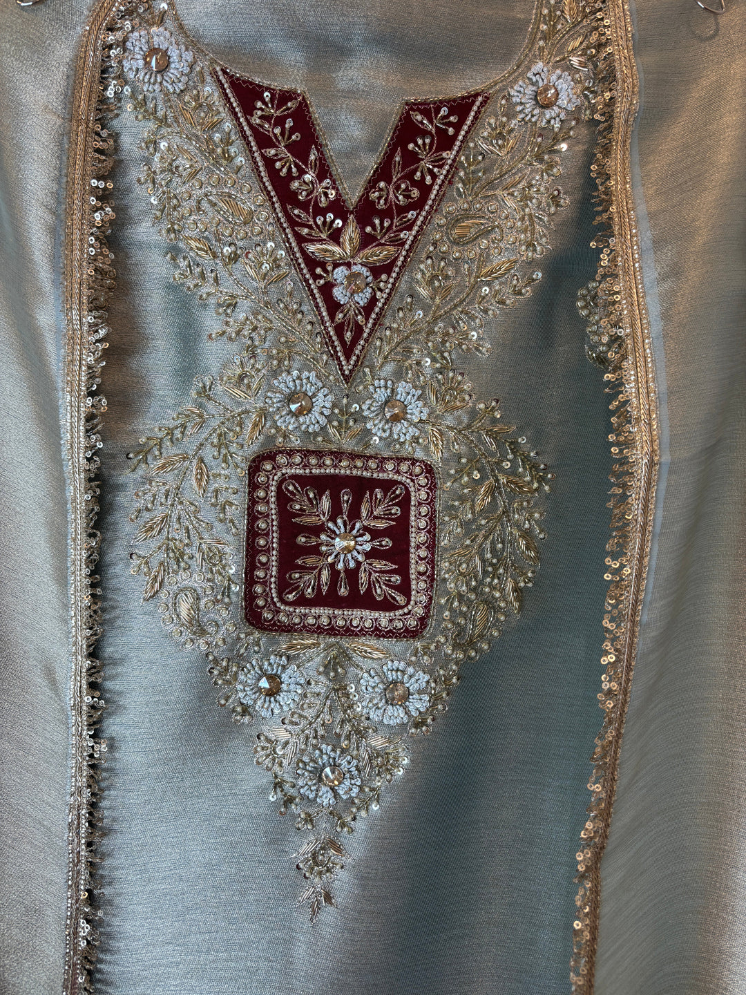 Zarmina – Giraffe Tissue Pearl &amp; Dabka Embellished Ensemble DBPHG12