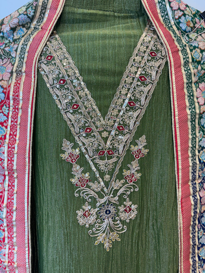 Saira – Crushed Tissue Suit with Banarasi Dupatta