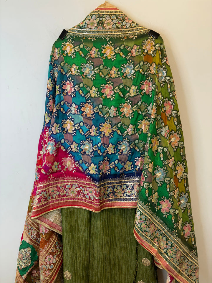Saira – Crushed Tissue Suit with Banarasi Dupatta