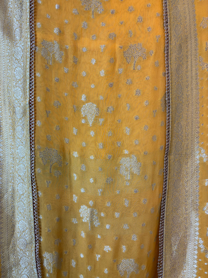 Zarika – Yellow Khadi Georgette Banarasi Woven Ensemble