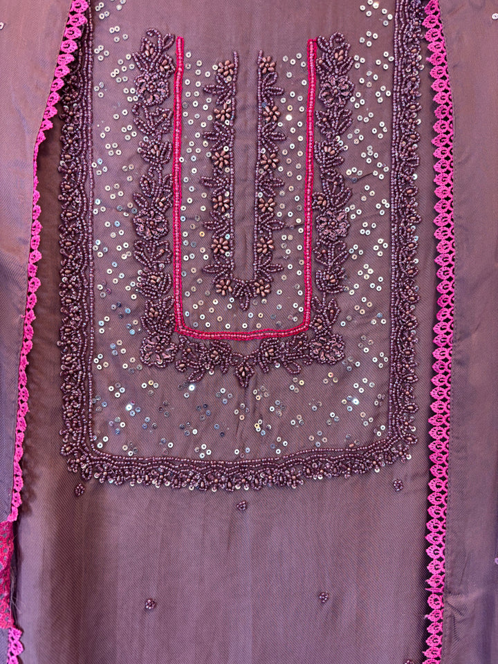 Aaira – Twill Organza Bead &amp; Sequin Embellished Ensemble DBPOR02