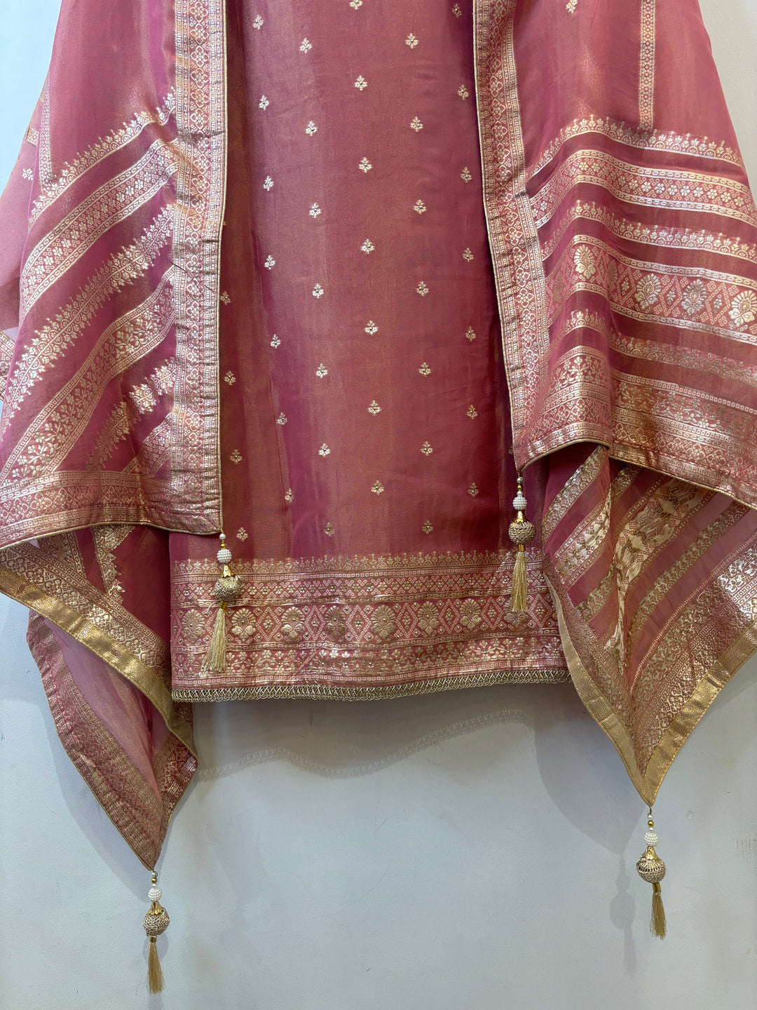 Rimaya – Banarasi Tissue Suit with Dabka &amp; Dori Work