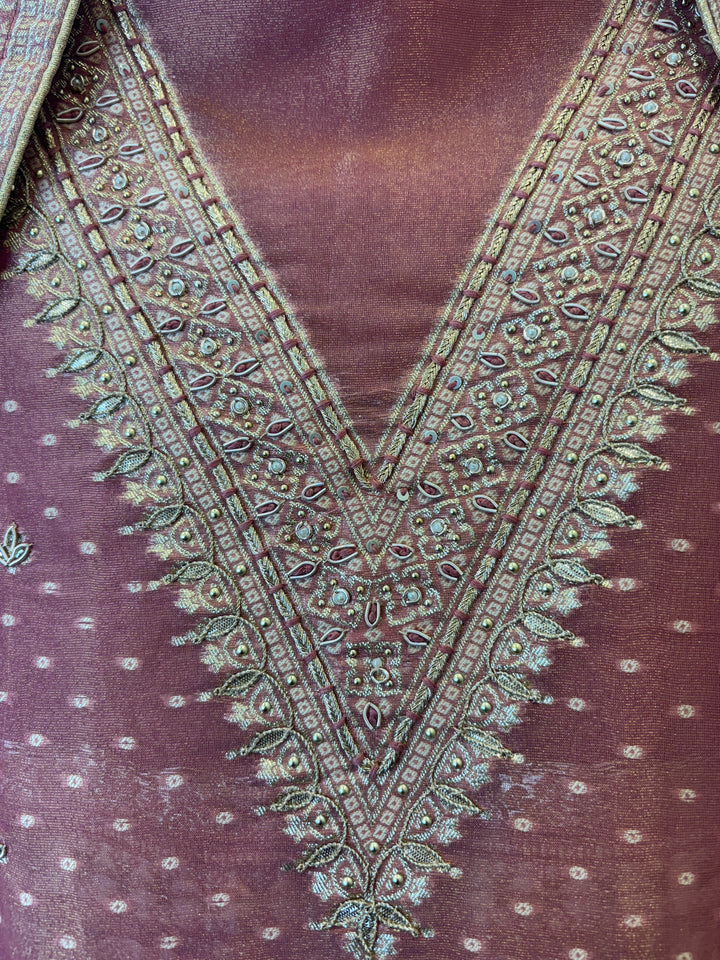 Rimaya – Banarasi Tissue Suit with Dabka &amp; Dori Work