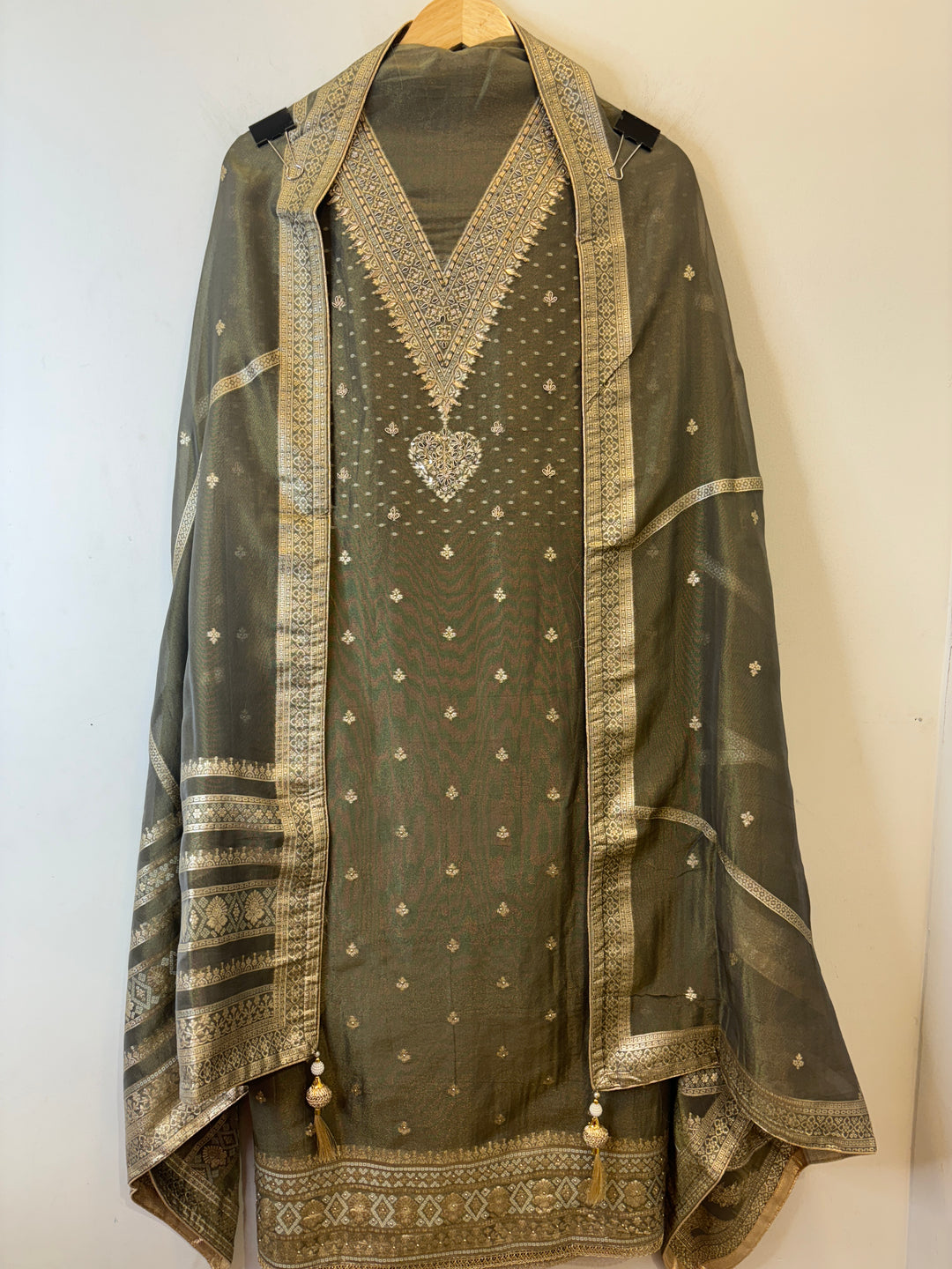 Rimaya – Banarasi Tissue Suit with Dabka &amp; Dori Work