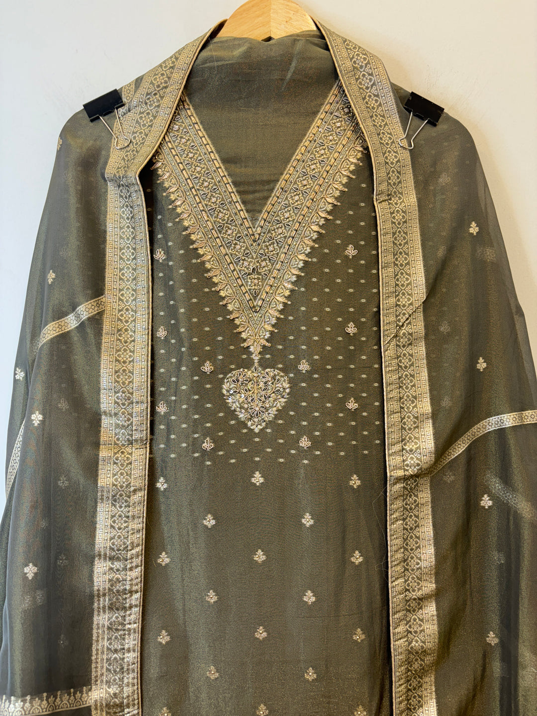 Rimaya – Banarasi Tissue Suit with Dabka &amp; Dori Work