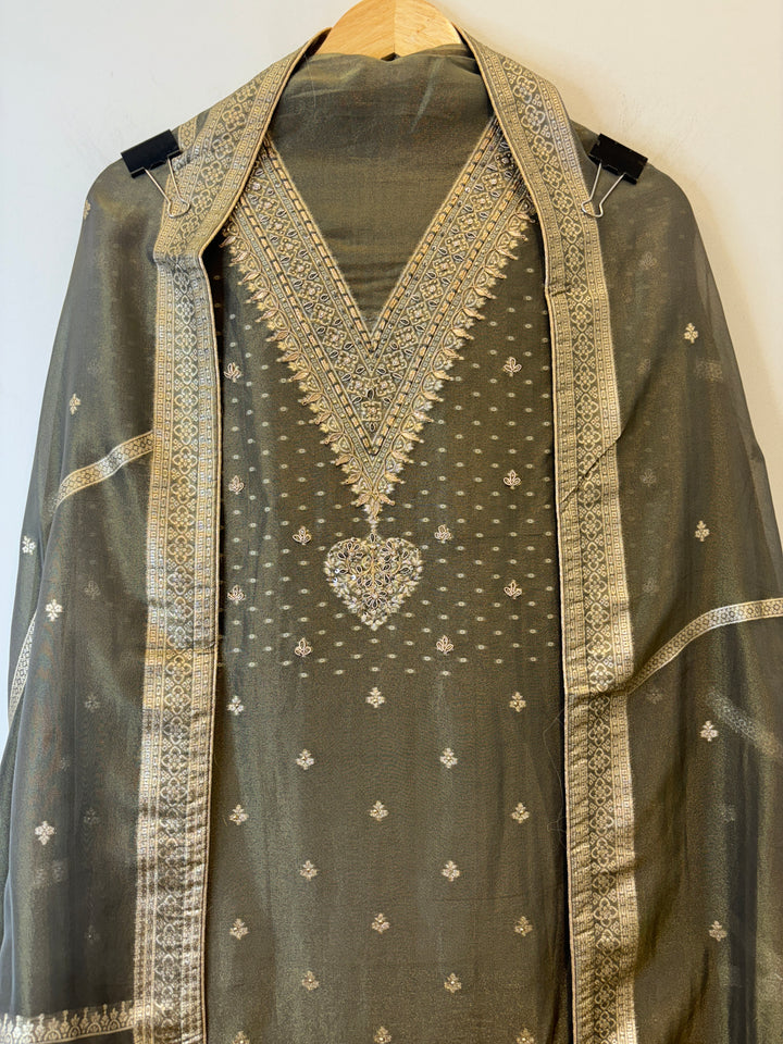Rimaya – Banarasi Tissue Suit with Dabka &amp; Dori Work