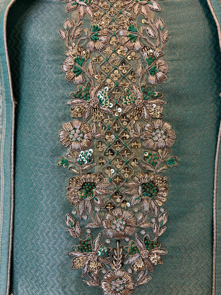 Yara – Tissue Brocade Suit with Handworked Neckline
