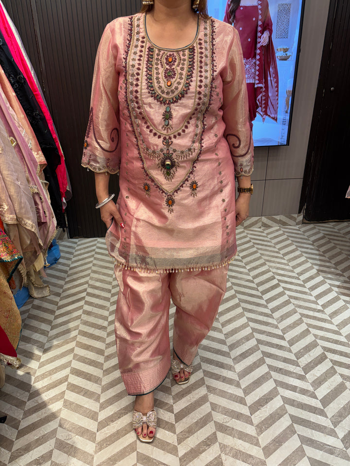 Nooré – Shimmer Tissue Beads &amp; Dabka Embroidered Suit