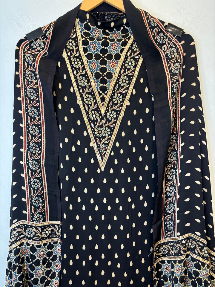 Ajrak Print Modal Silk Set