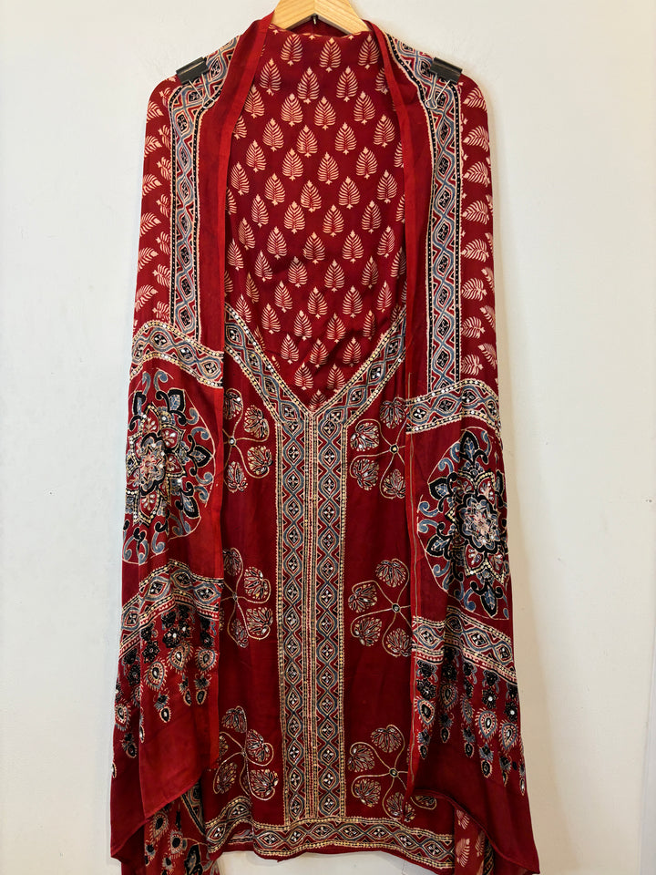 Ajrak Print Modal Silk Set