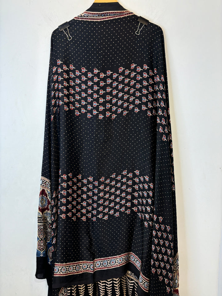 Black Ajrak Print Modal Silk Set