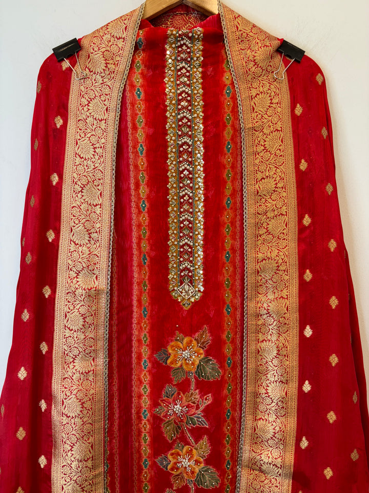 Zimal – Banarasi Organza &amp; Silk Suit
