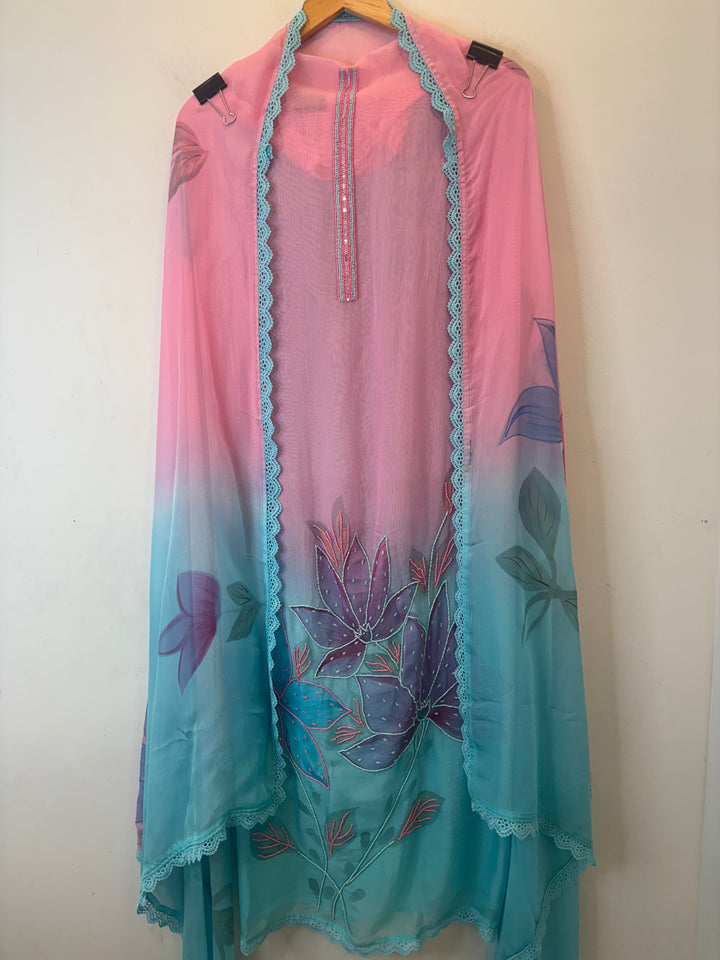 Aafreen – Ombre Brush Painted Organza Suit