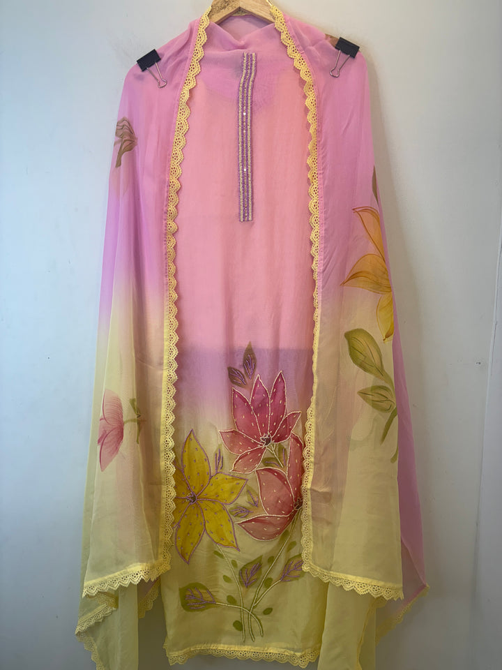 Aafreen – Ombre Brush Painted Organza Suit