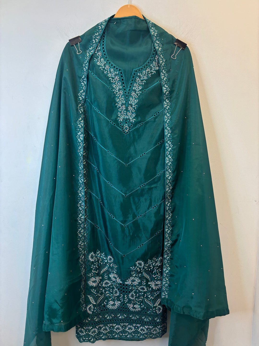 Nayab – Organza Silk Suit with Stone Highlights
