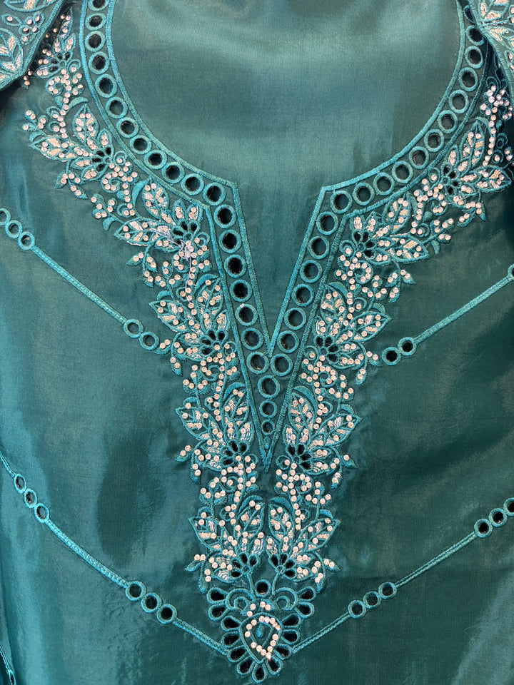 Nayab – Organza Silk Suit with Stone Highlights