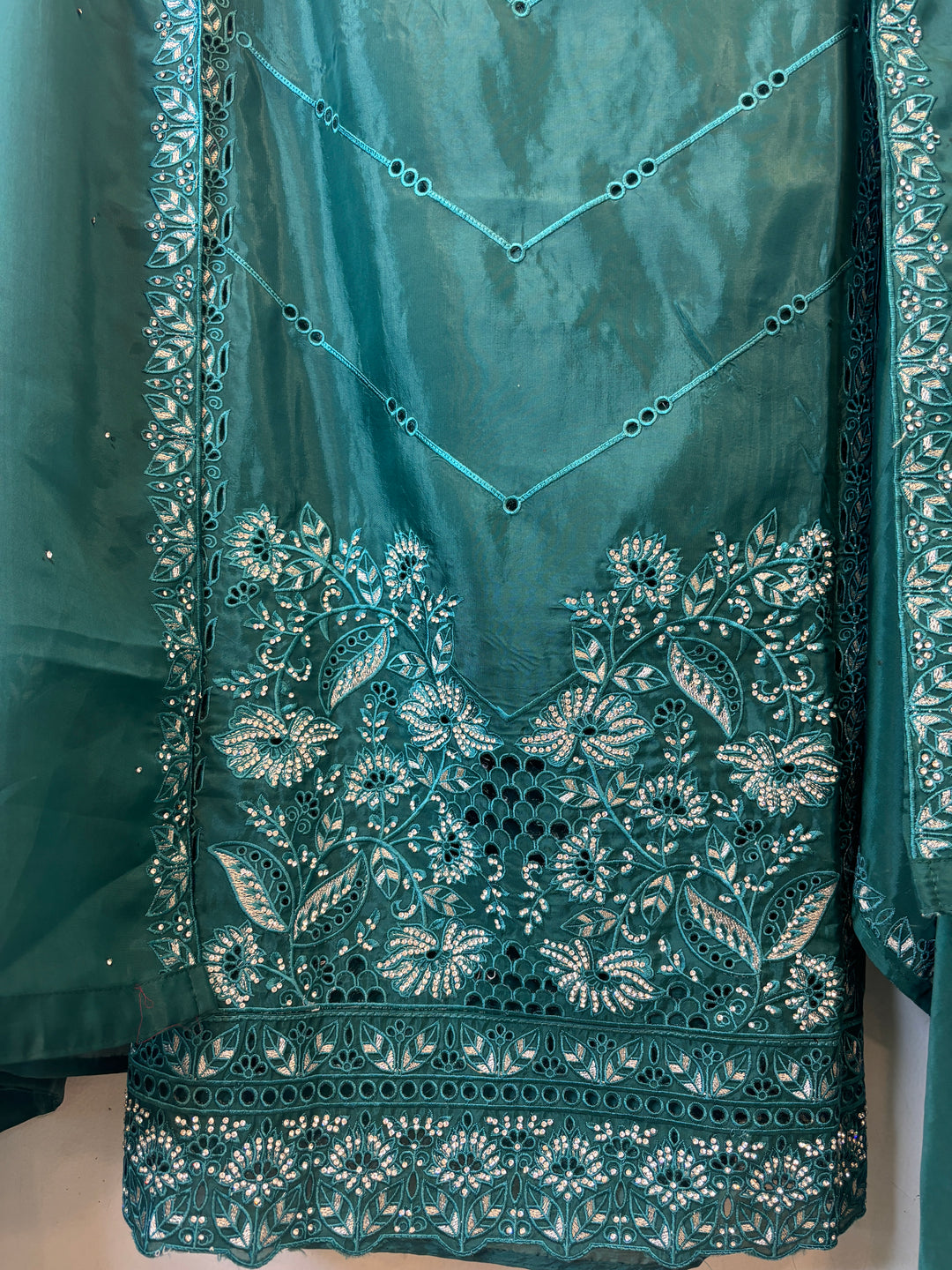 Nayab – Organza Silk Suit with Stone Highlights