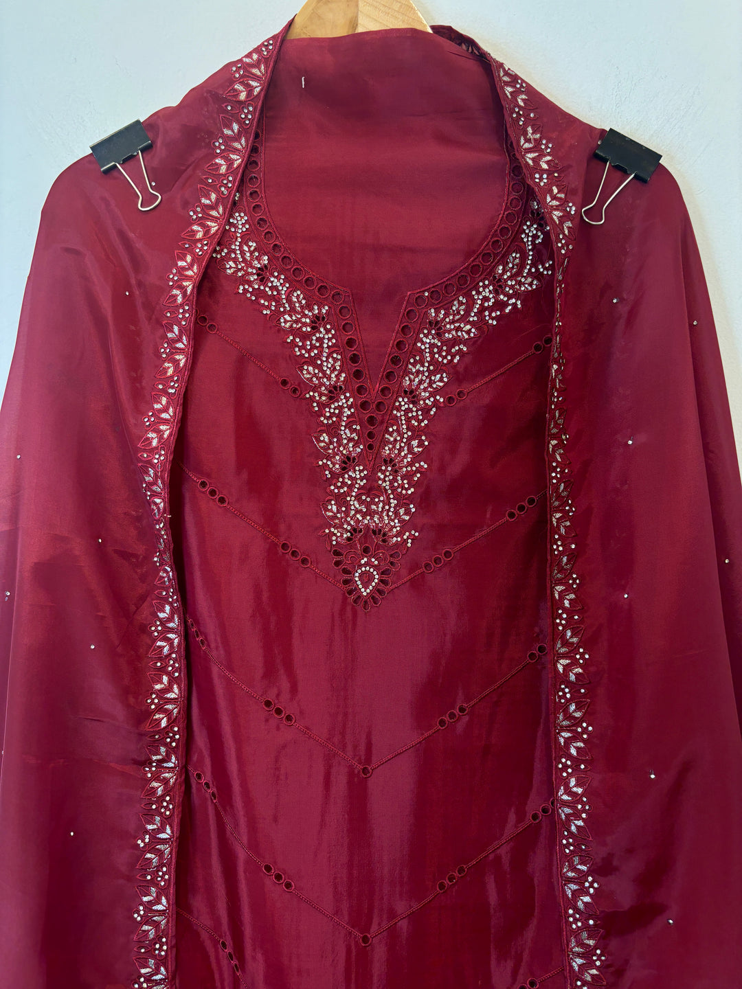 Nayab – Organza Silk Suit with Stone Highlights