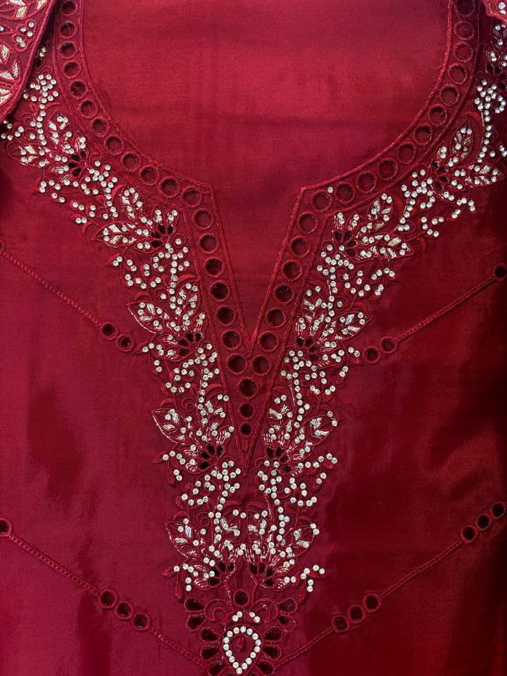 Nayab – Organza Silk Suit with Stone Highlights