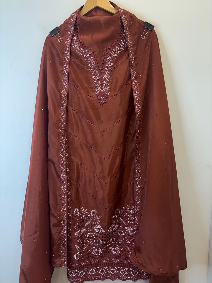 Nayab – Organza Silk Suit with Stone Highlights