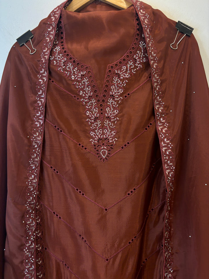 Nayab – Organza Silk Suit with Stone Highlights