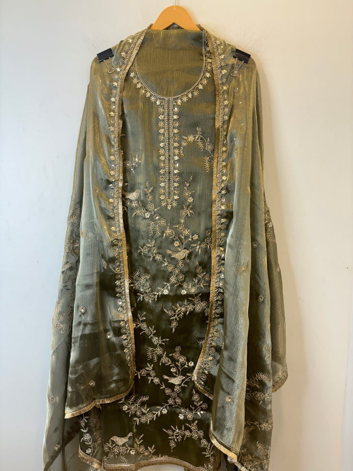Zohra – Glass Organza Suit with Zari Work