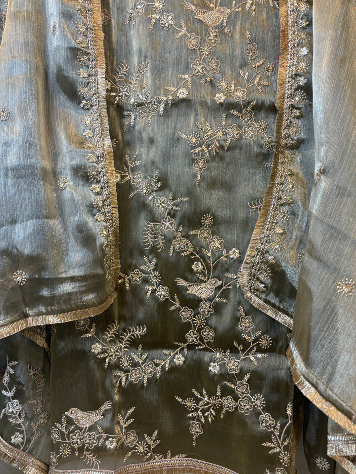 Zohra – Glass Organza Suit with Zari Work