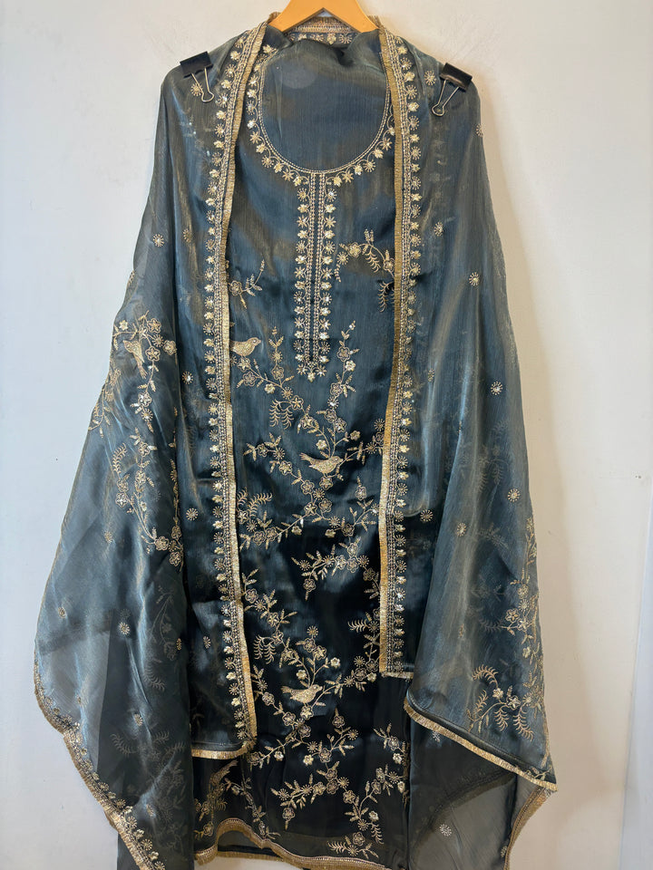 Zohra – Glass Organza Suit with Zari Work