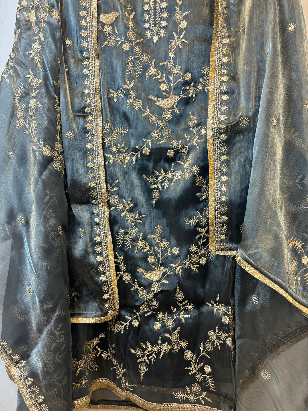 Zohra – Glass Organza Suit with Zari Work