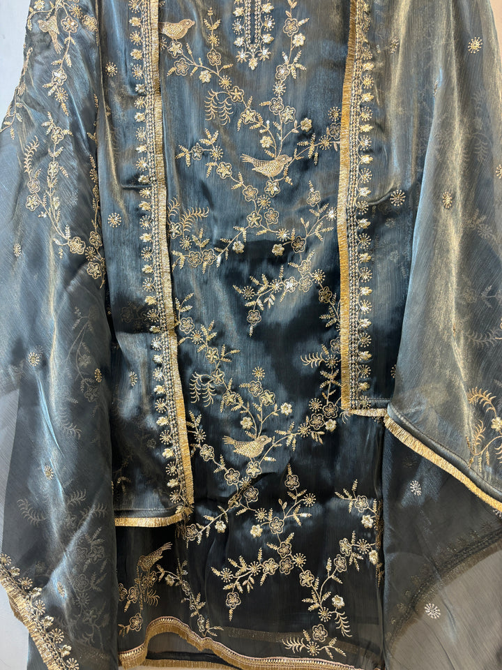 Zohra – Glass Organza Suit with Zari Work