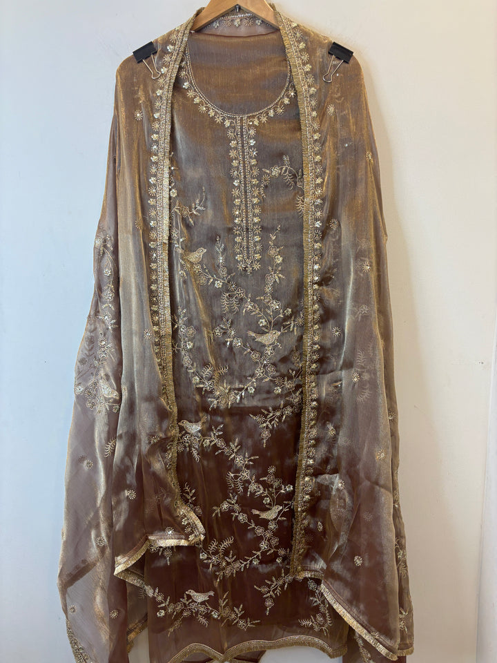 Zohra – Glass Organza Suit with Zari Work