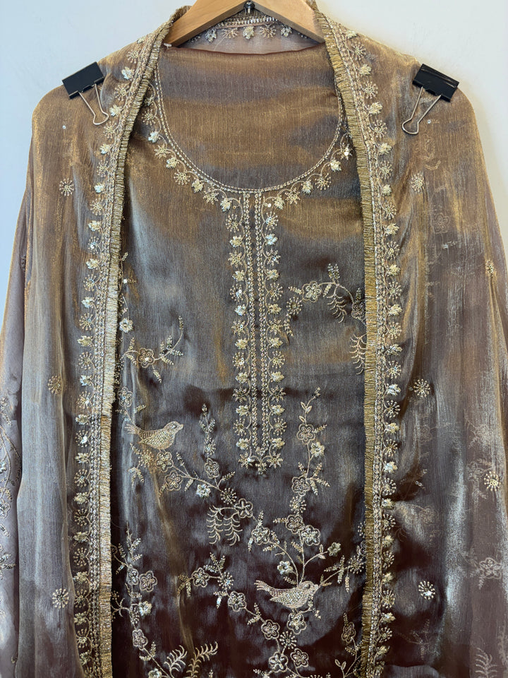 Zohra – Glass Organza Suit with Zari Work