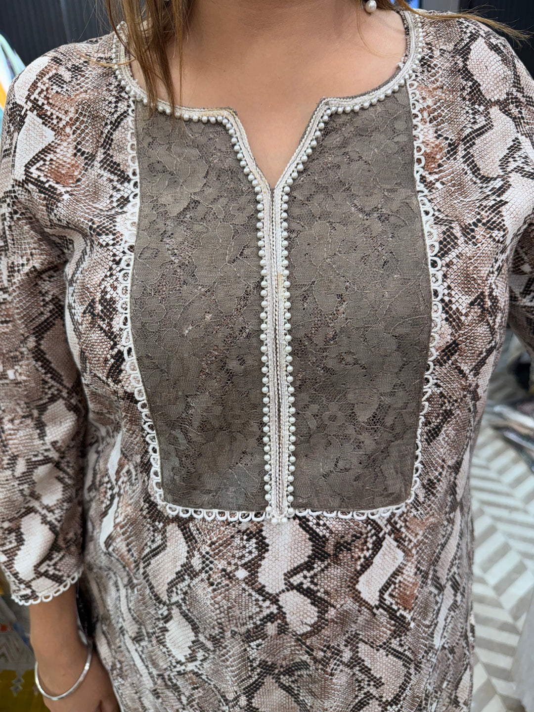 Printed Stitched Suit Set with Animal Print Design