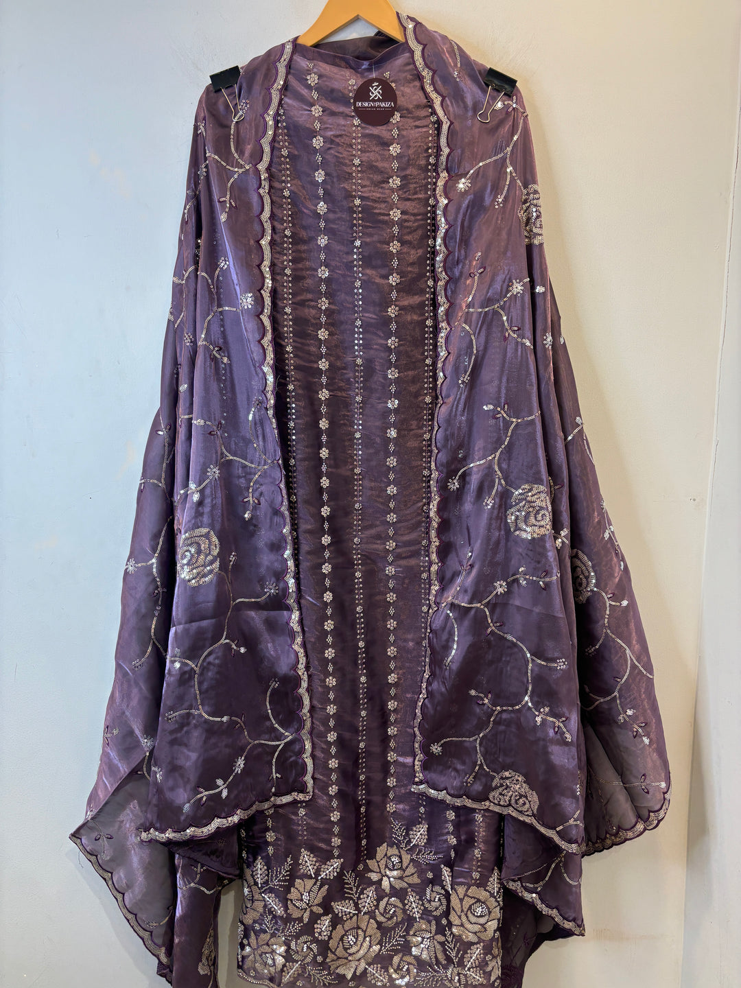Amairah – Glass Organza Suit with All-Over Handwork