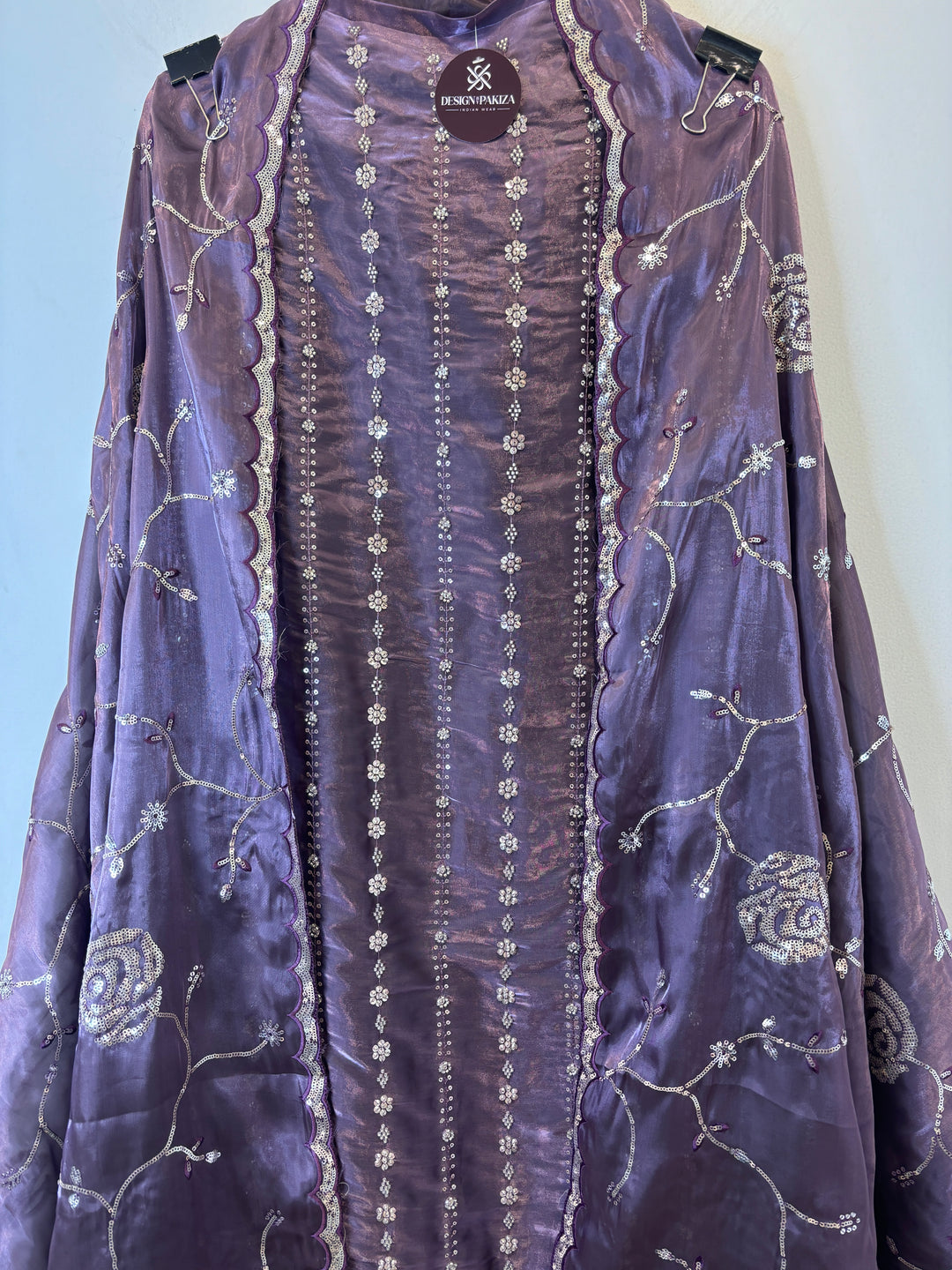 Amairah – Glass Organza Suit with All-Over Handwork