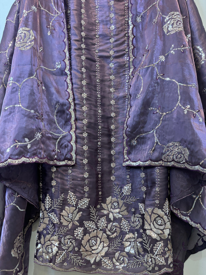 Amairah – Glass Organza Suit with All-Over Handwork