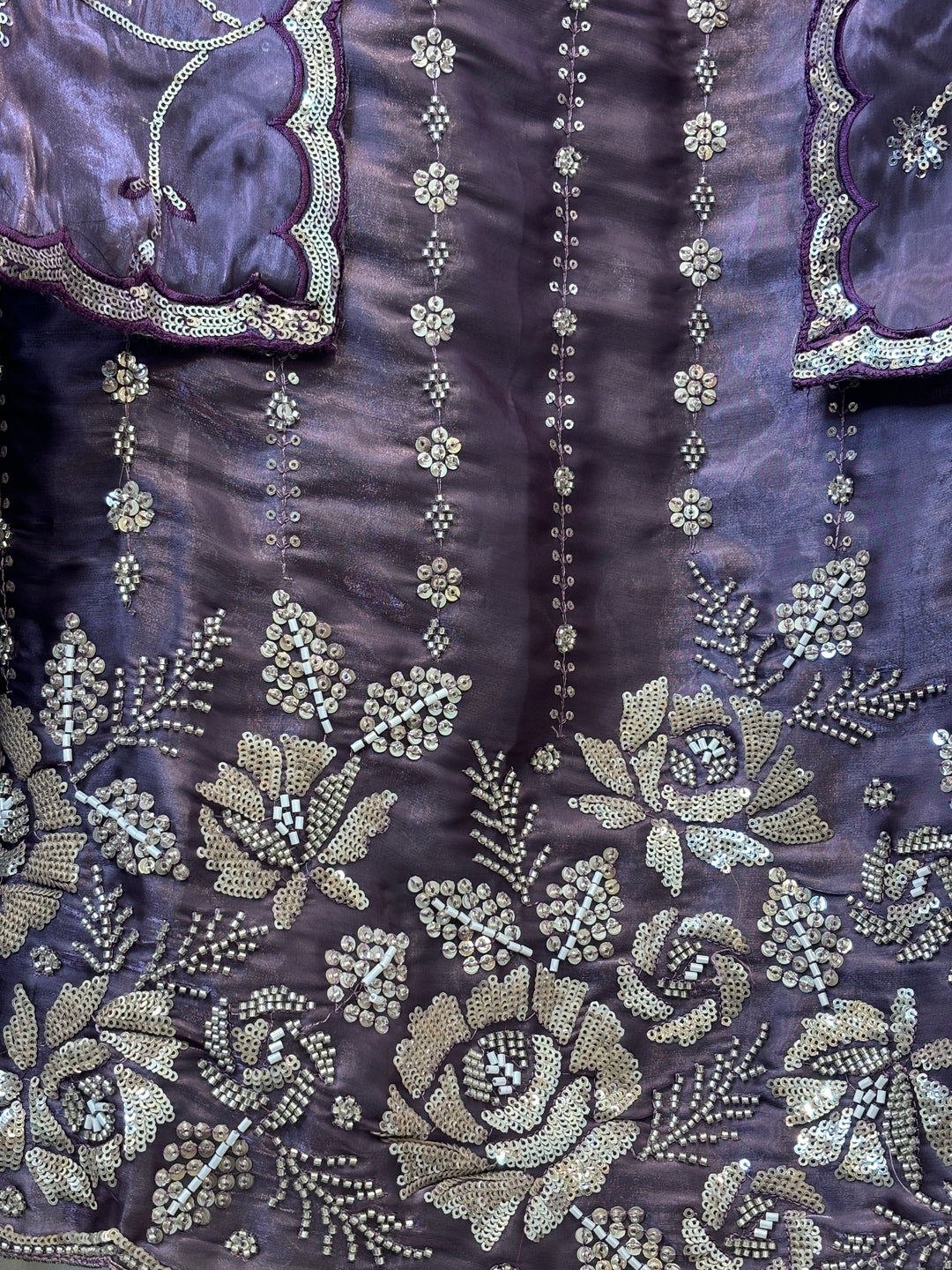 Amairah – Glass Organza Suit with All-Over Handwork