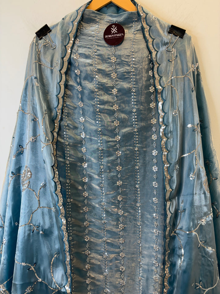 Amairah – Glass Organza Suit with All-Over Handwork
