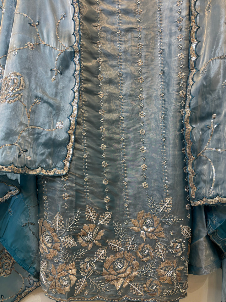 Amairah – Glass Organza Suit with All-Over Handwork