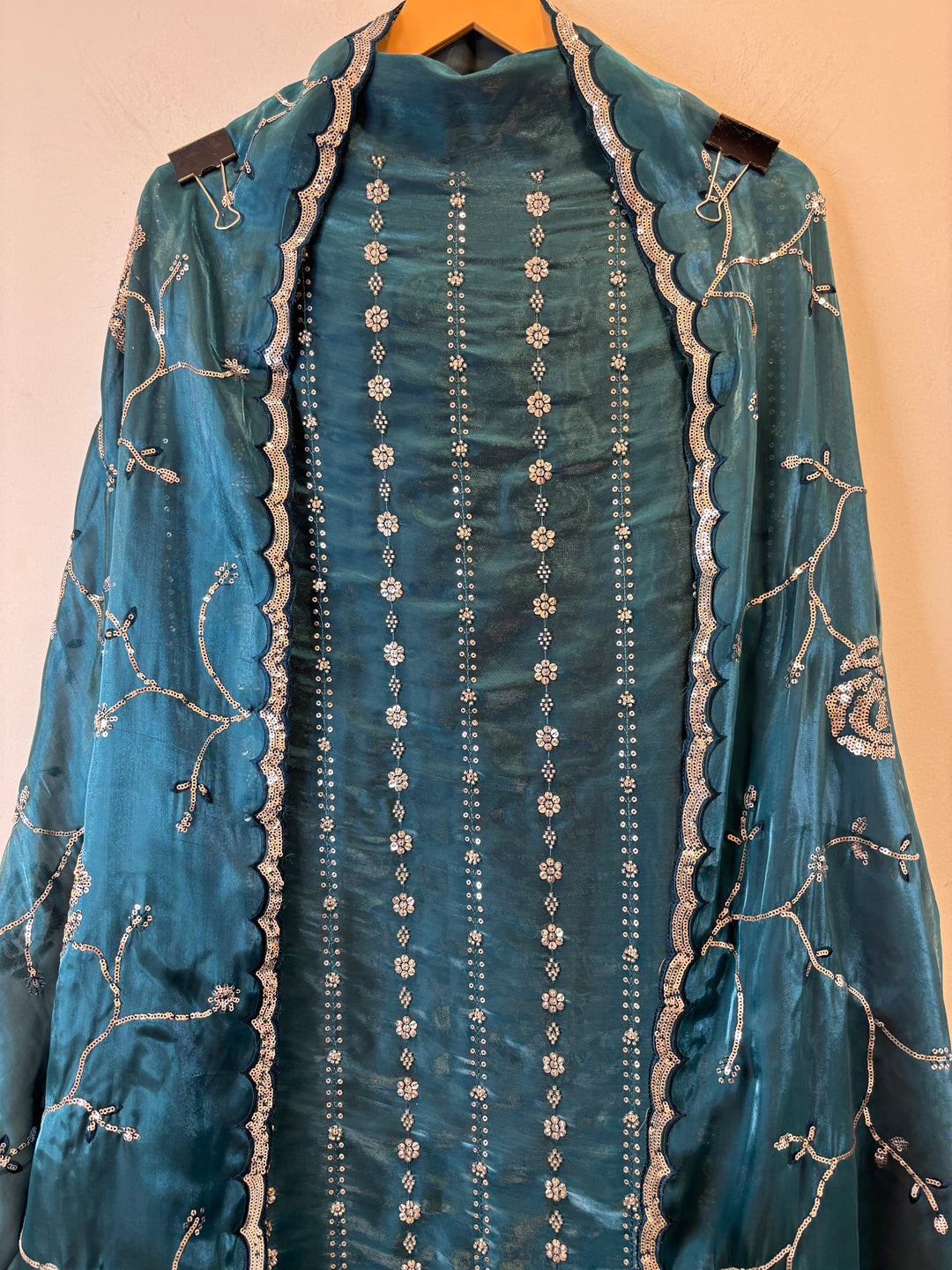Amairah – Glass Organza Suit with All-Over Handwork