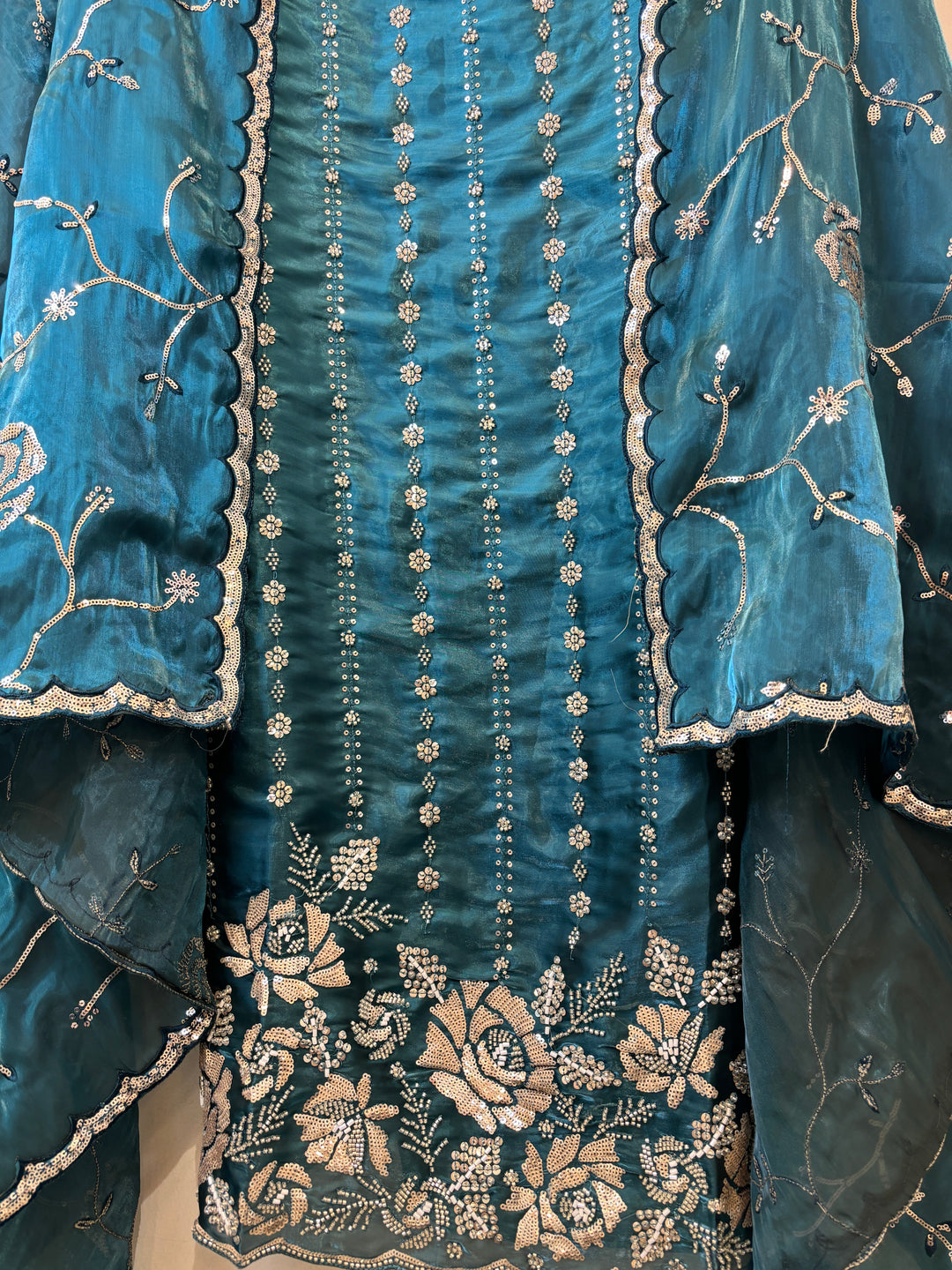 Amairah – Glass Organza Suit with All-Over Handwork