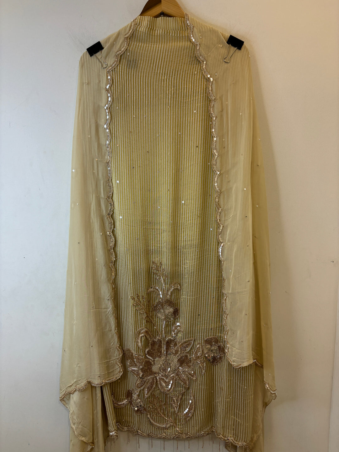 Ivory Tissue Golden Stripes Suit