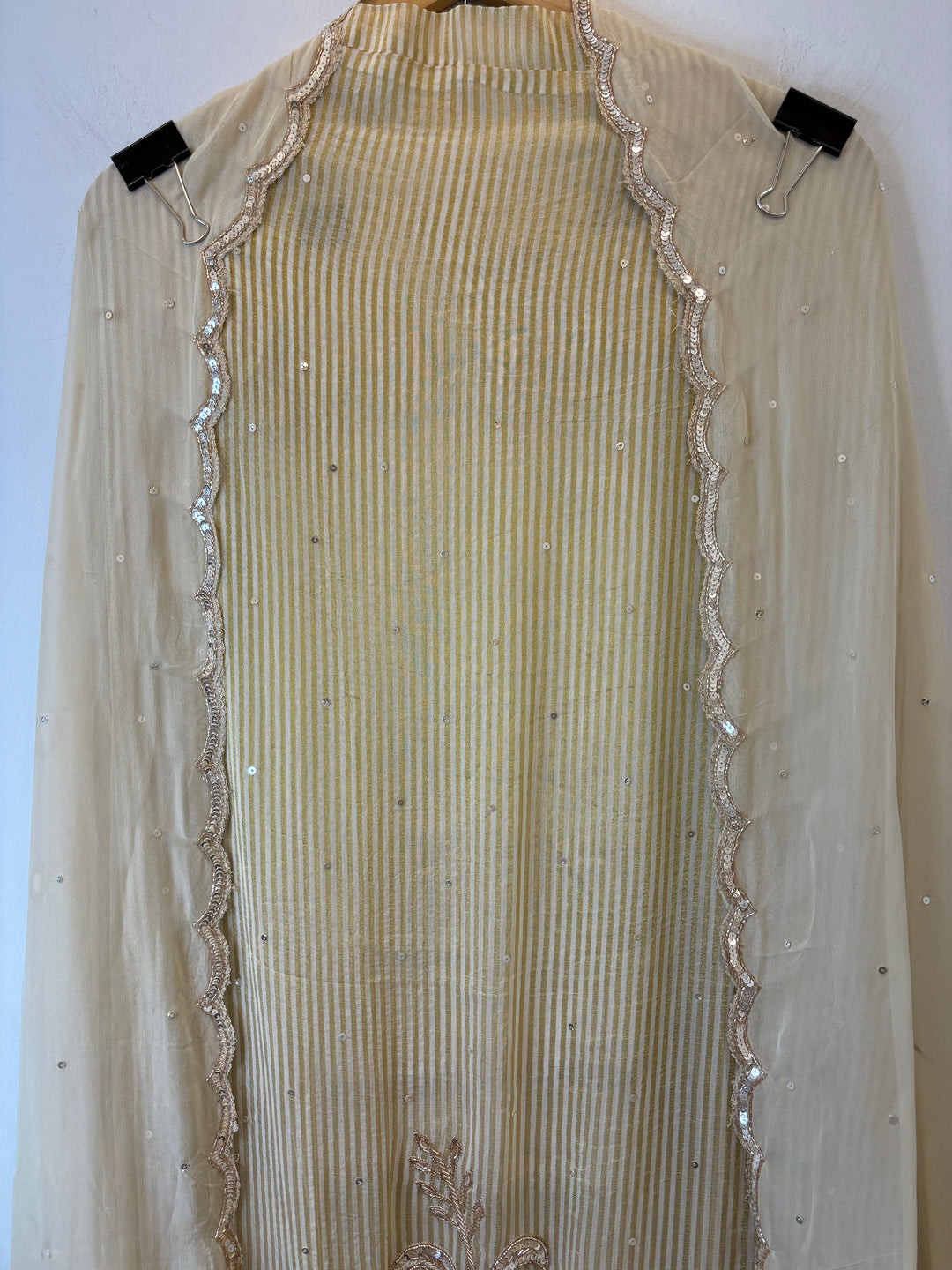 Ivory Tissue Golden Stripes Suit