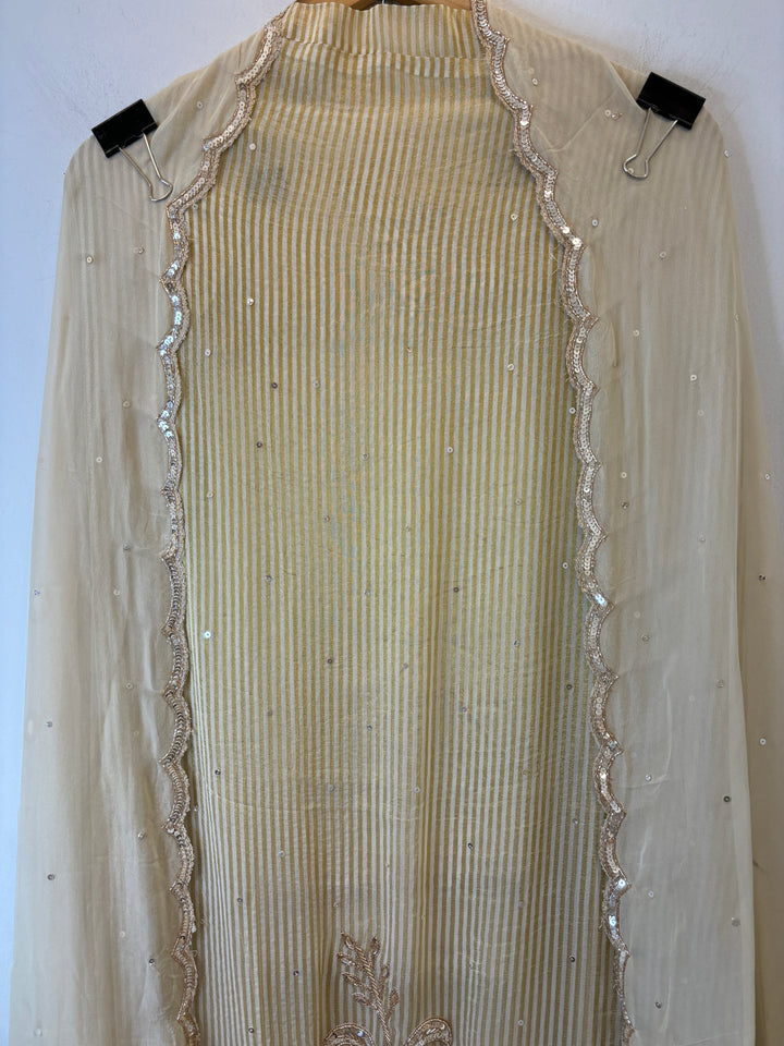 Ivory Tissue Golden Stripes Suit