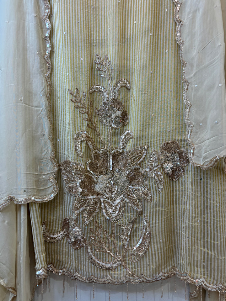 Ivory Tissue Golden Stripes Suit