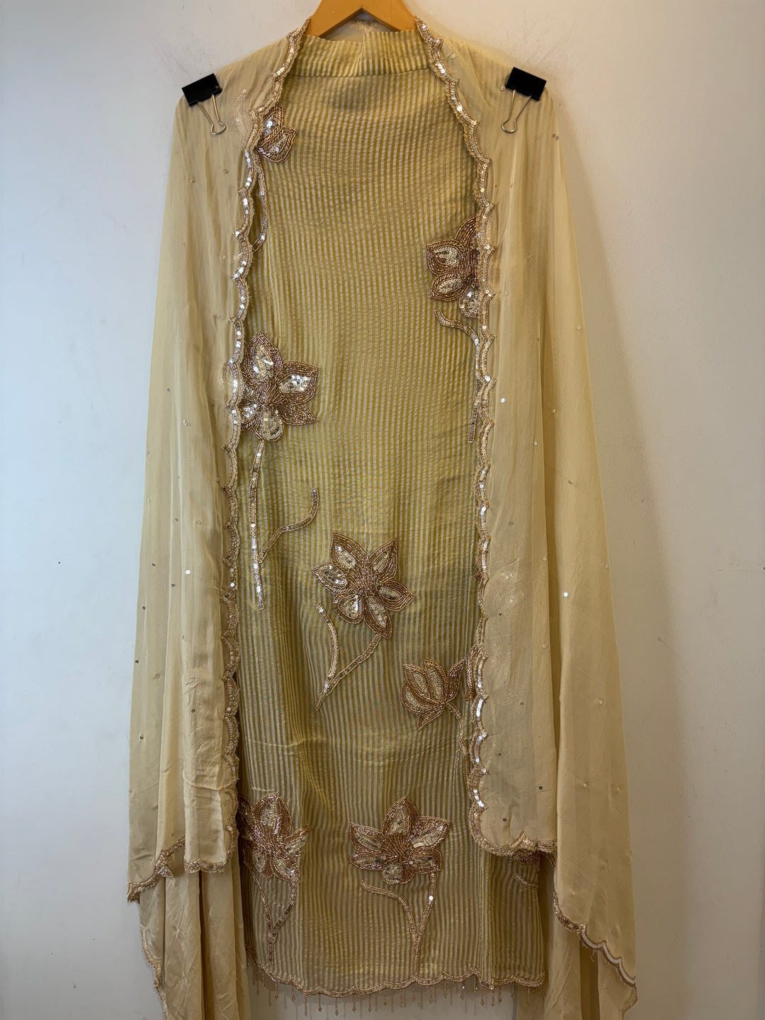 Ivory Tissue Golden Stripes Suit