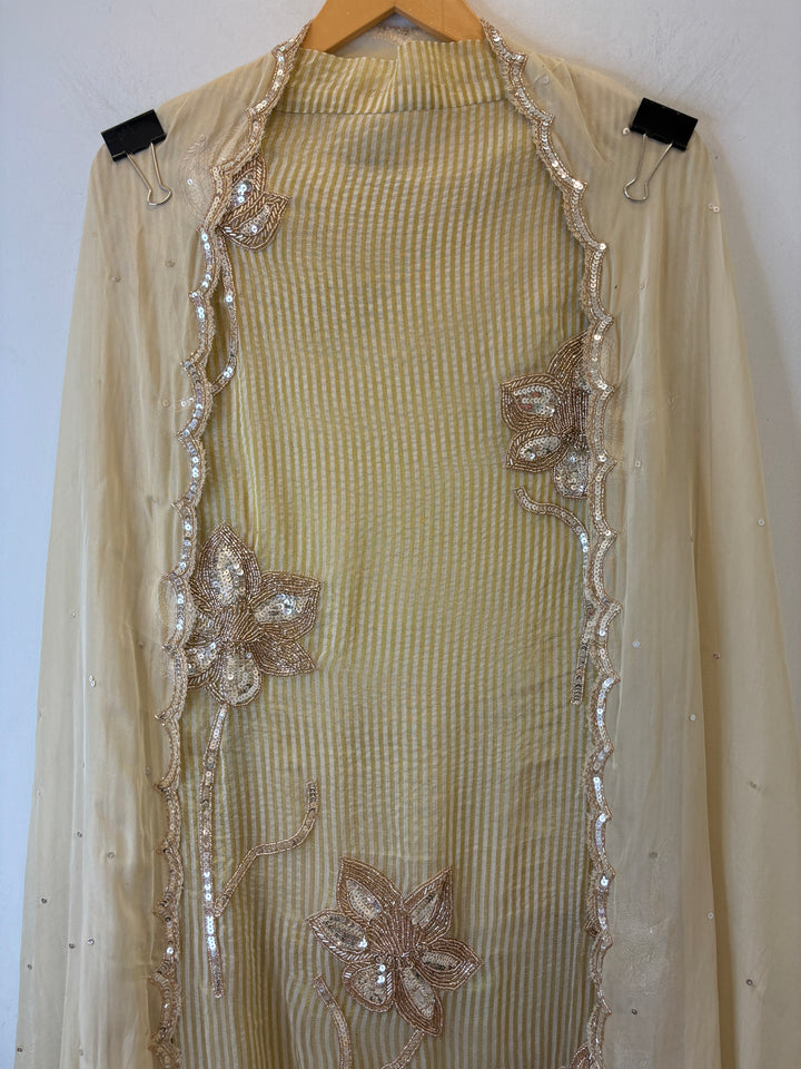 Ivory Tissue Golden Stripes Suit