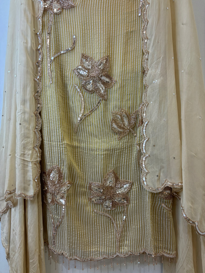 Ivory Tissue Golden Stripes Suit